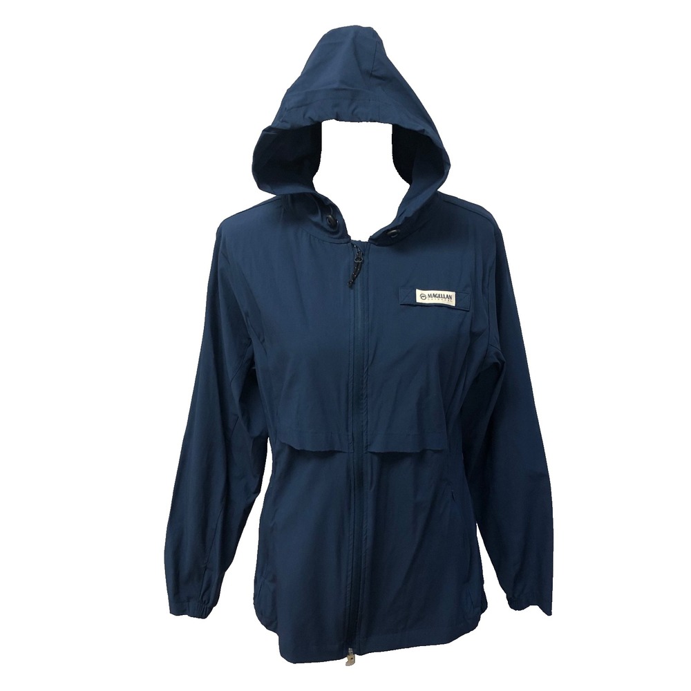 Magellan Outdoor Relaxed Fit Fish Gear Rain Jacket Unisex Medium Blue Full Zip